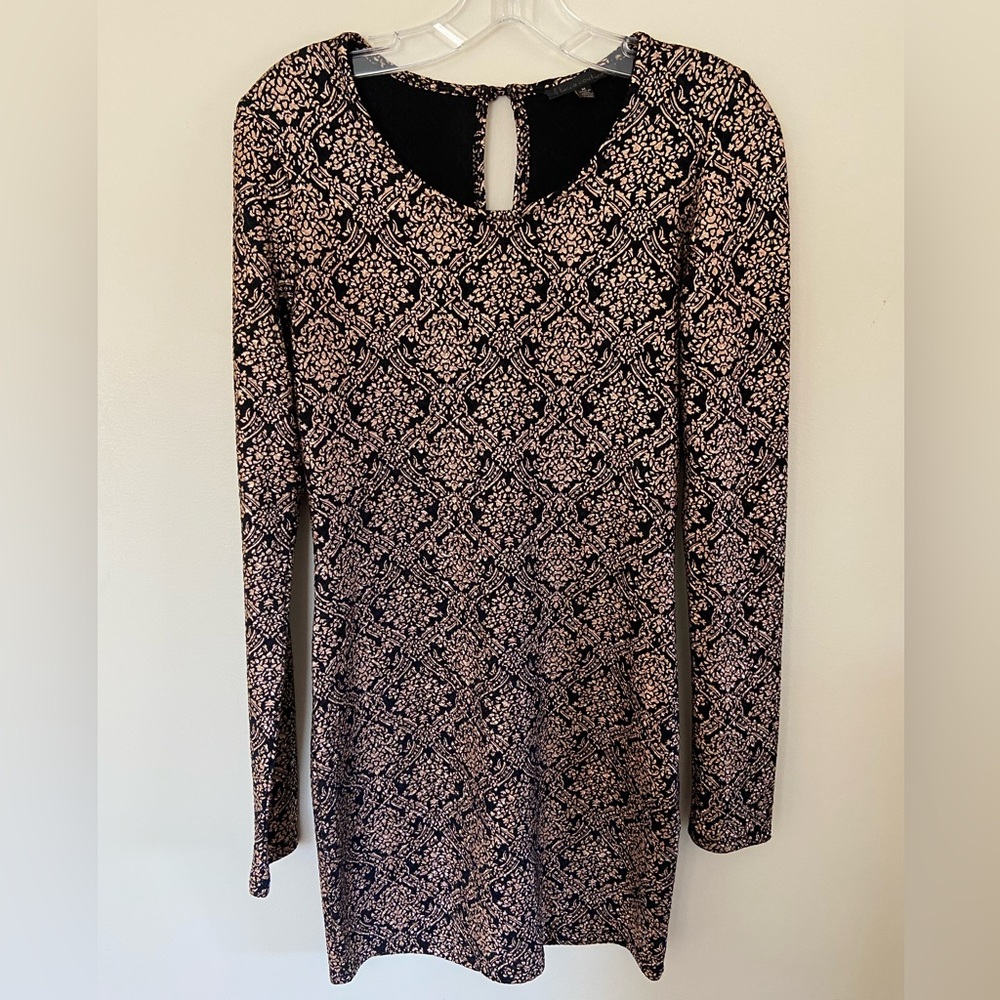 Luca Couture gold and black bodycon dress